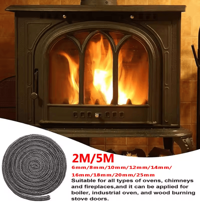 Heat Resistant Wood Stove Door Gasket Fiberglass Fireplace Seal Tape 12mmx2m