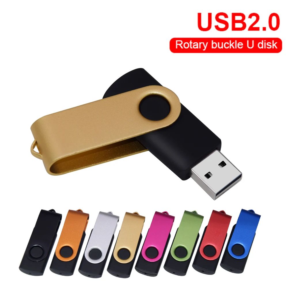 Rotating USB 2.0 Flash Drive With Metal Swivel Cover, Waterproof Memory Stick (8GB128GB) blue 16 Gb