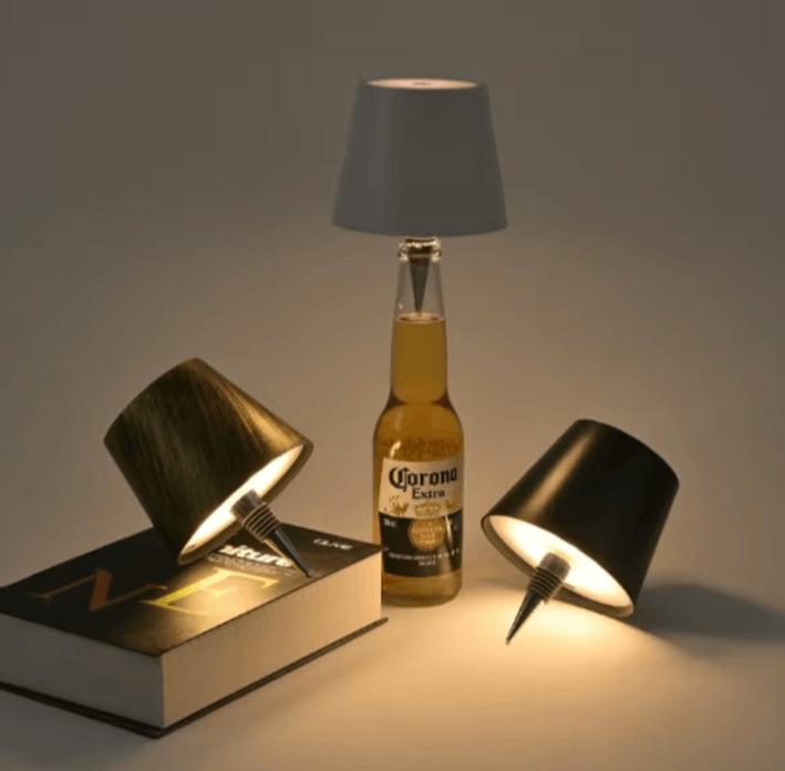 Rechargeable Glass Bottle Light Wireless Ambient Lamp With Touch Control 5w Tricolor White