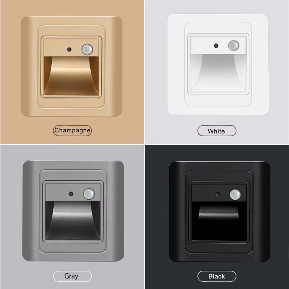 Intelligent Motion Sensor LED Stair Night Light For Safe Indoor Navigation gray+box 3w warm White (2700 3500k)