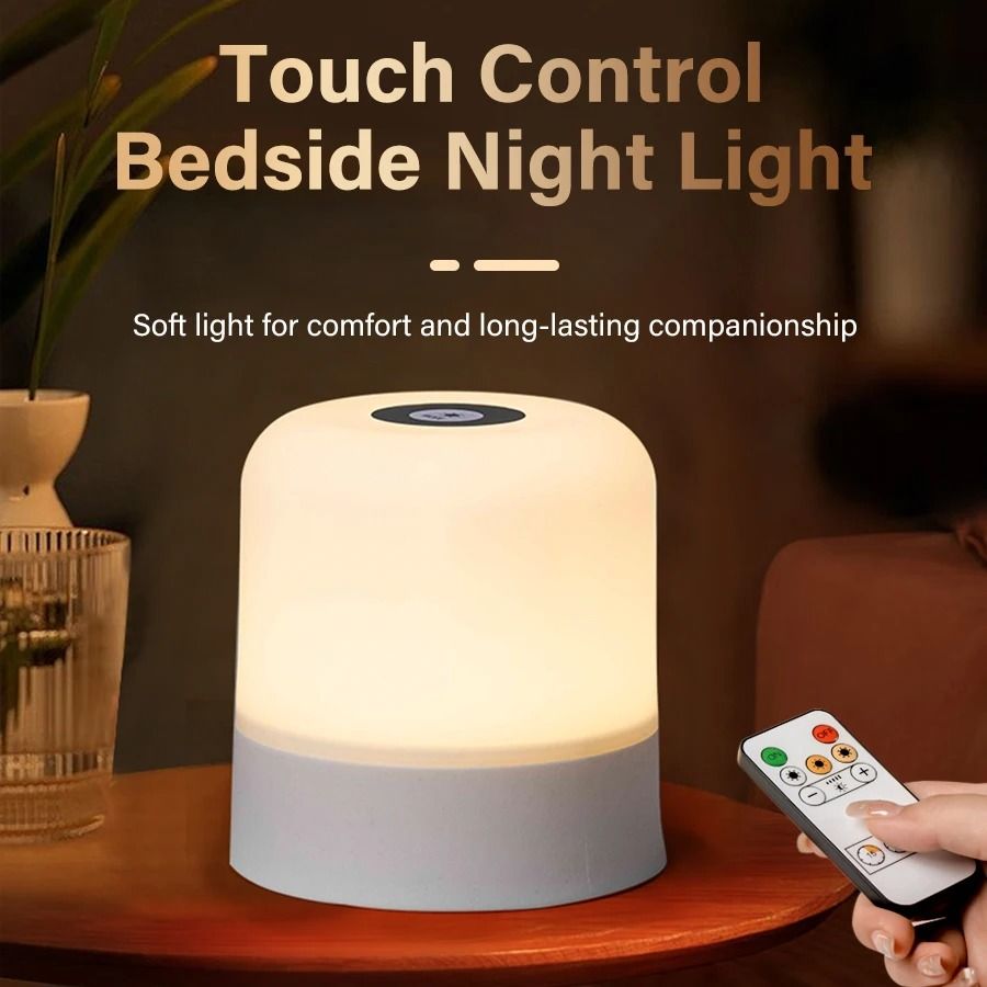 Rechargeable LED Night Light With Remote Control Touch Table Lamp 3 Colors