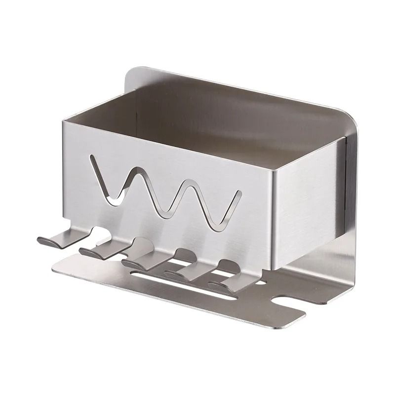 Wall Mounted Stainless Steel Toothbrush Holder No Drill Bathroom Organizer silver