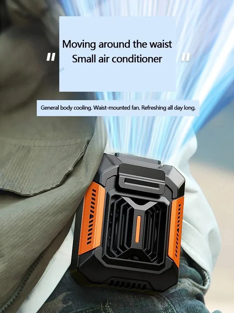 Portable Wearable Belt Clip Fan And Personal Power Bank green