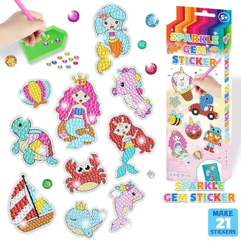 GEM 5D Diamond Painting Kit For Kids Handmade DIY Painting Tools Stickers Cute Art Crafts alpaca