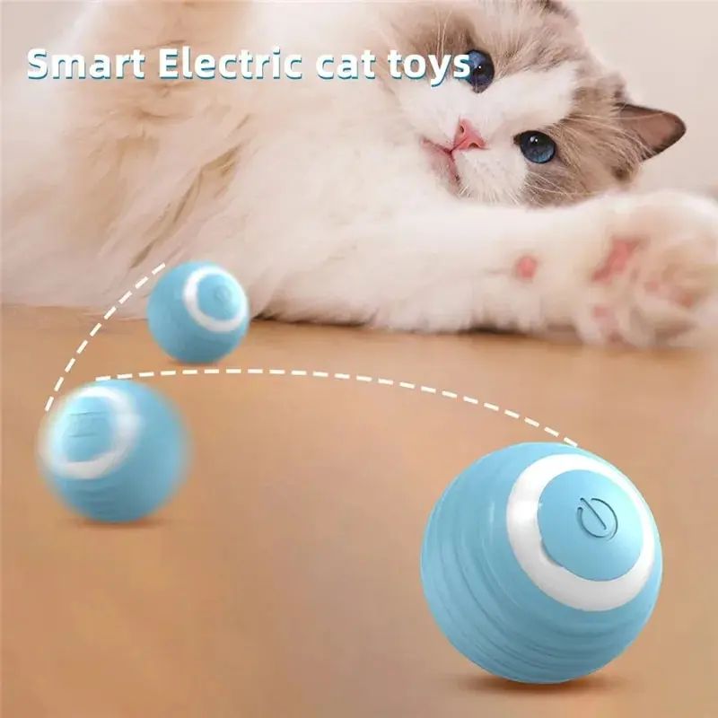 Smart Interactive Cat Ball Toy Automatic Rolling Electronic Cat Toy For Active Indoor Play blue