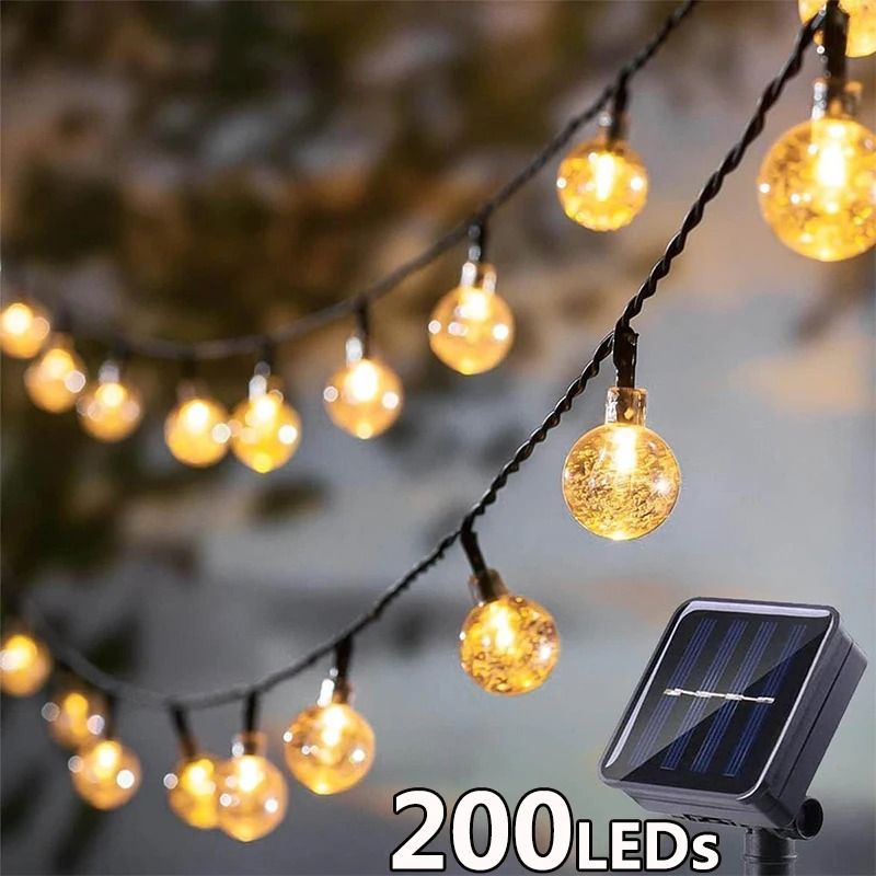Solar String Lights Outdoor Crystal Fairy Light Set multicolor 31 Ft (50 Led)