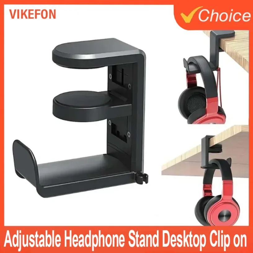 360 Rotating Clip On Headphone Stand white
