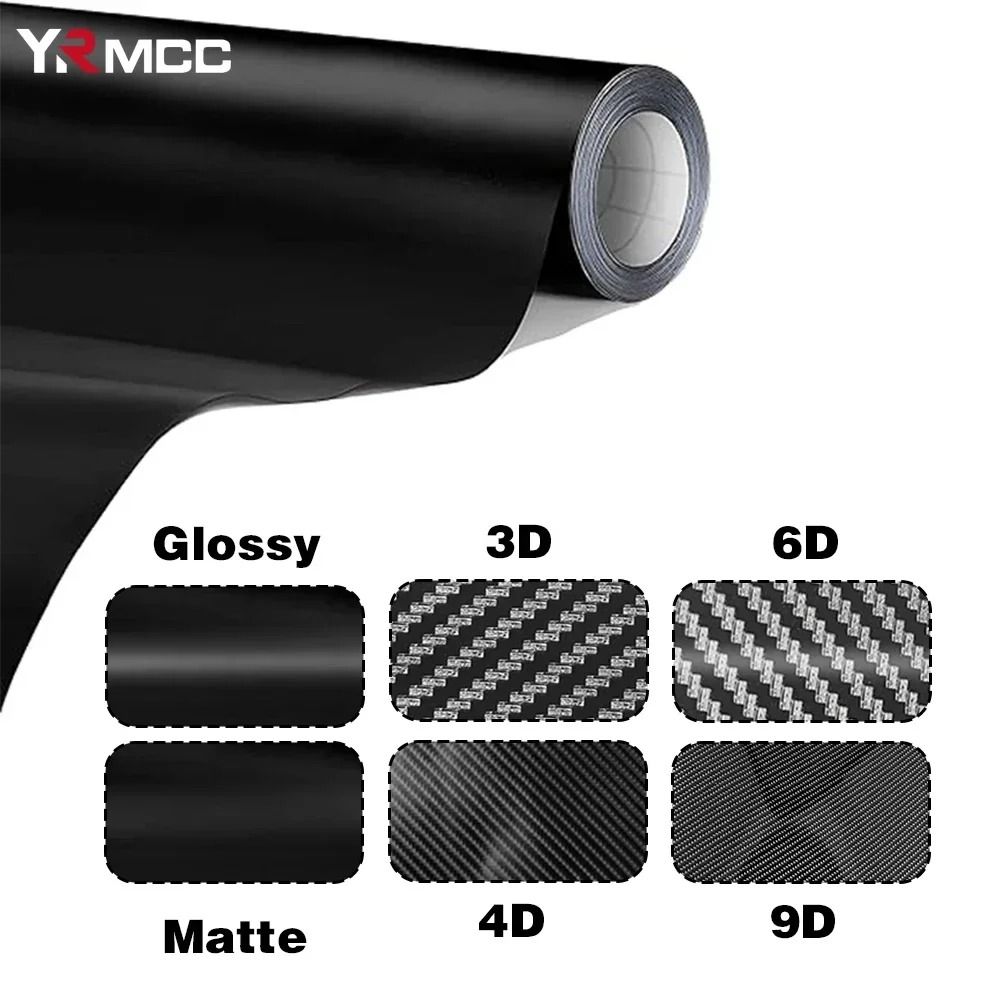 Premium Gloss Carbon Fiber Vinyl Wrap Waterproof 3D 6D Car Styling Film 5d Carbon Black 40 Cm X 150 Cm
