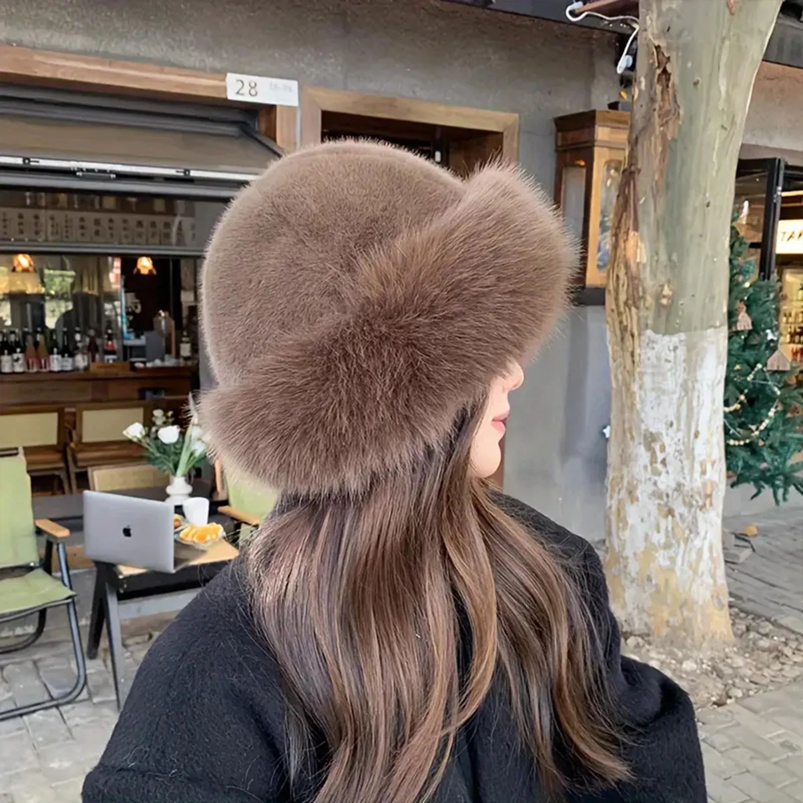 Womens Winter Faux Fur Hat | Thick Warm Cold Proof Outdoor Ski Snow Hat For Travel, Sports & Casual Wear coffee