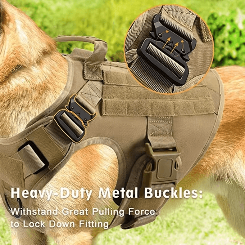 Tactical Dog Harness With Leash Heavy Duty Military Style Training Vest For Large Dogs s brown Full Set