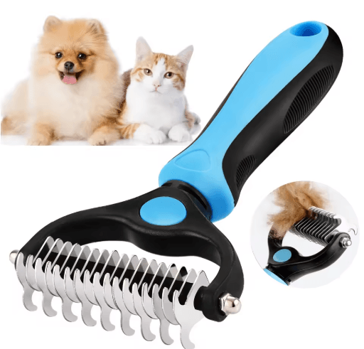 Professional Pet Deshedding Brush Fur Knot Cutter & Grooming Comb For Dogs & Cats pink L