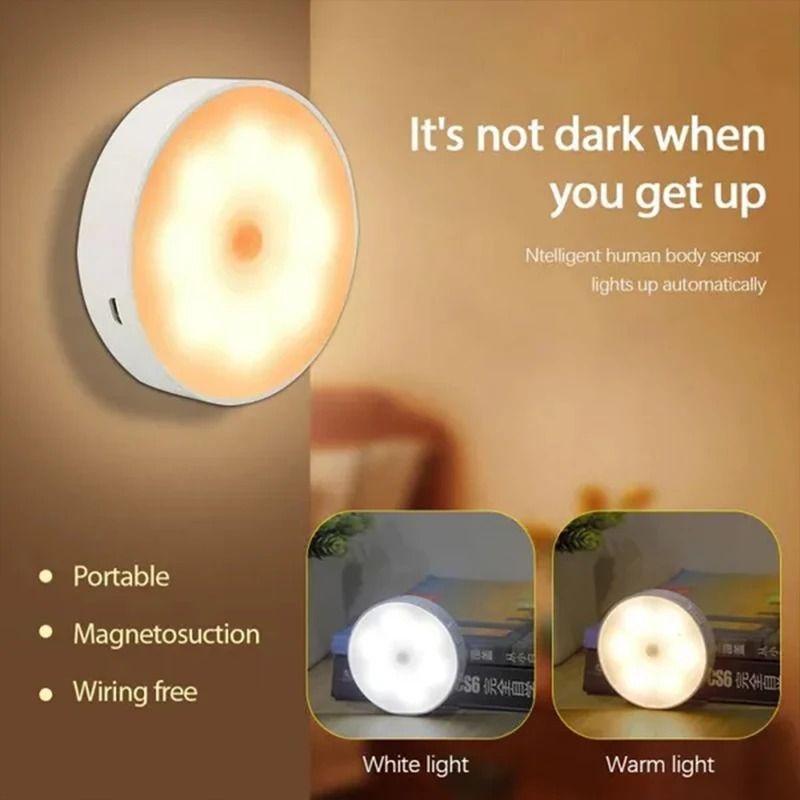 PIR Motion Sensor LED Night Light And Wireless Closet Lamp 2 Pack warm White A