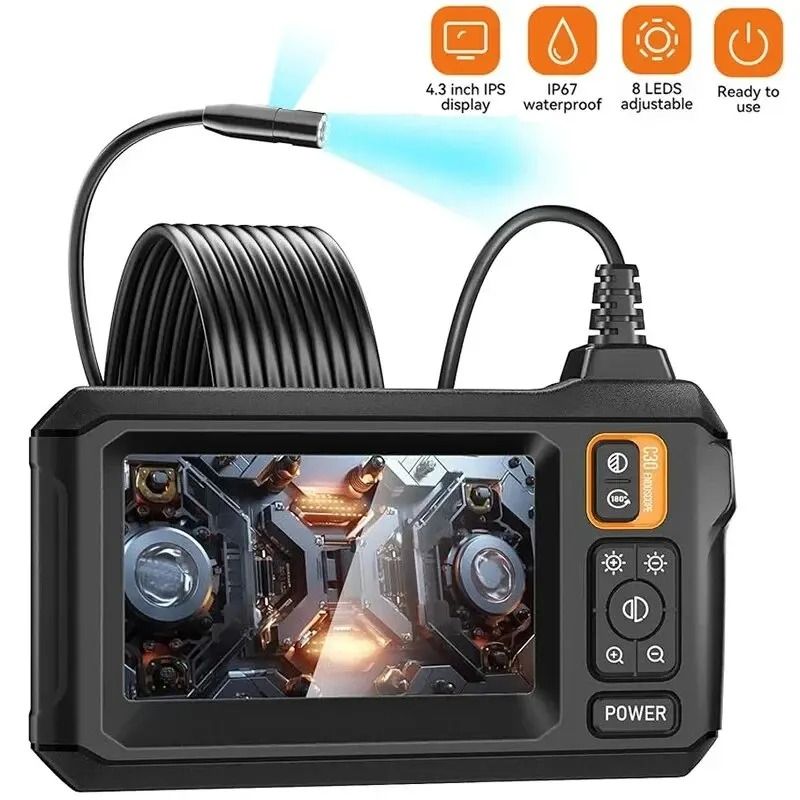 HD Industrial Endoscope Camera 1080P Pipe Inspection Camera With IPS Screen dual Lens 20 M 8 Mm