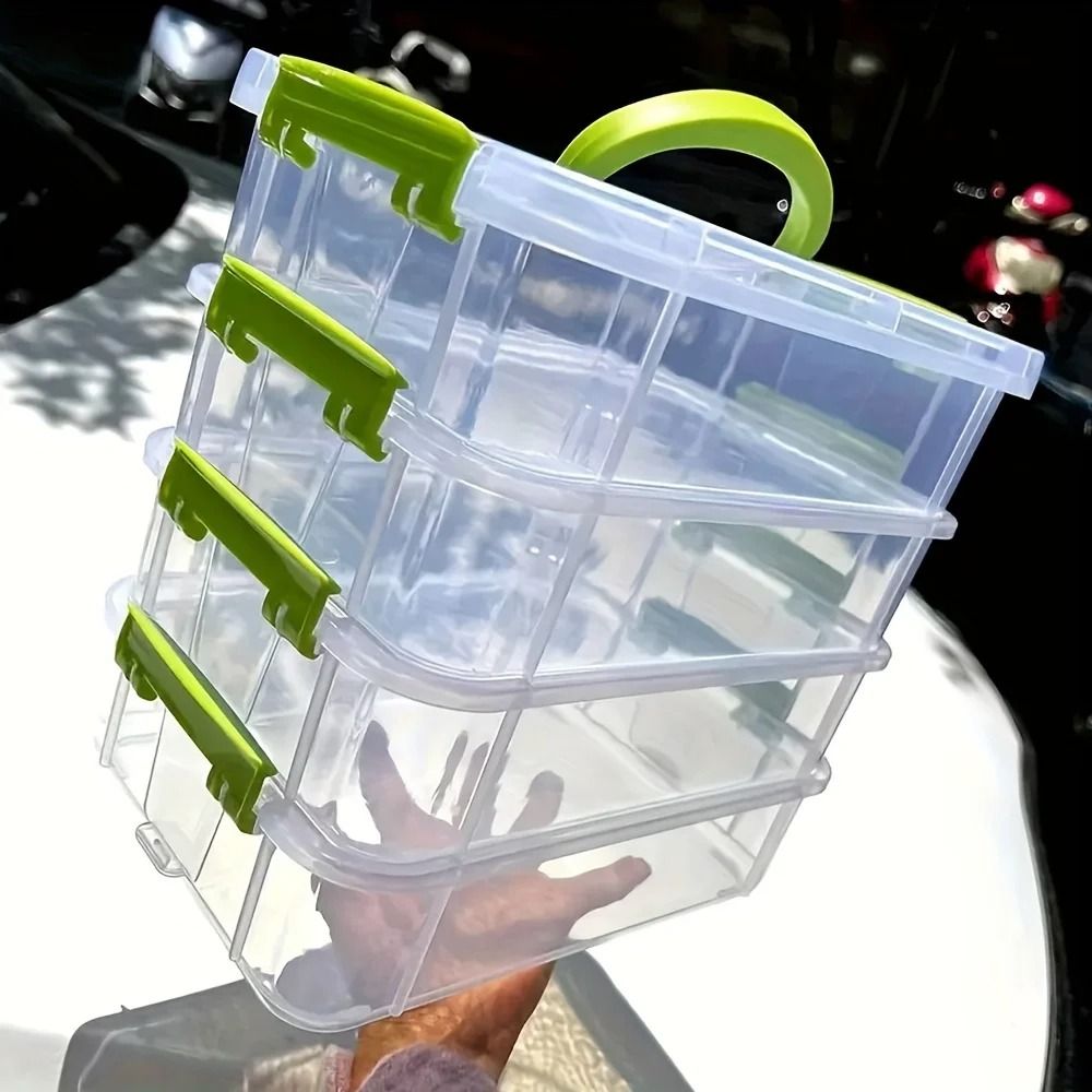 4 Layer Transparent Partitioned Storage Box white