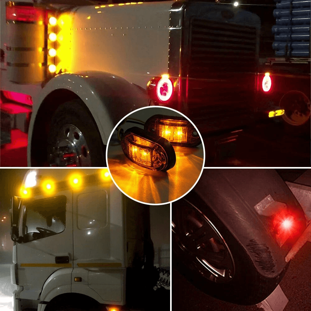 LED Bullet Pickup Side Marker Lights, Round Truck Trailer Amber & Red E LED Bullet Pickup Side Marker Lights, Round Truck Trailer Amber & Red E
