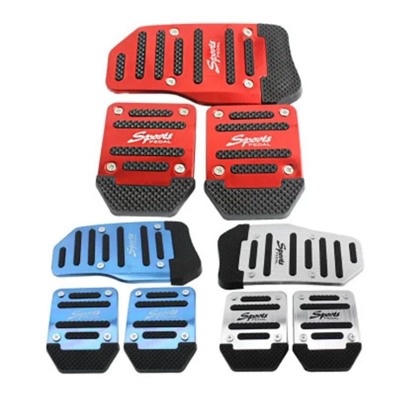 Universal Aluminum Manual Transmission Pedal Covers Non Slip Car Pedal Set red Set