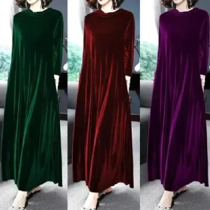 Autumn Spring Elegant Long Sleeve Velvet Dress, Slimming Tummy Covering, Puffy Collar, Princess Sleeve m purple