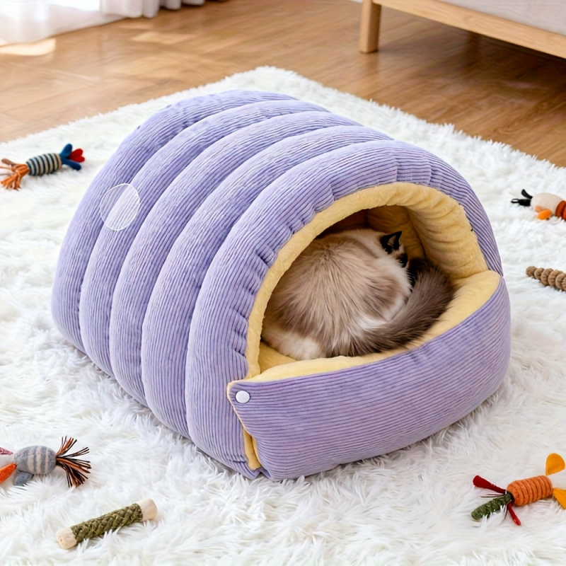 Thickening Warm Pet House Cat Bed Sleeping Nest Soft Kittens Cave beige l
