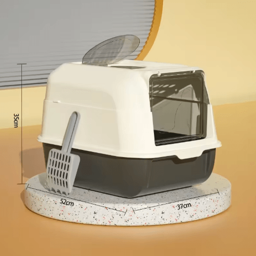 XL Fully Enclosed Anti Spill Cat Litter Box Odor Proof With Carry Handle pink Disinfection