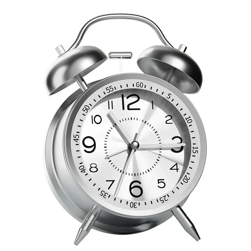 Twin Bell Loud Alarm Clock With Metal Frame And 3D Dial, Battery Operated Desk Table Clock With Backlight green