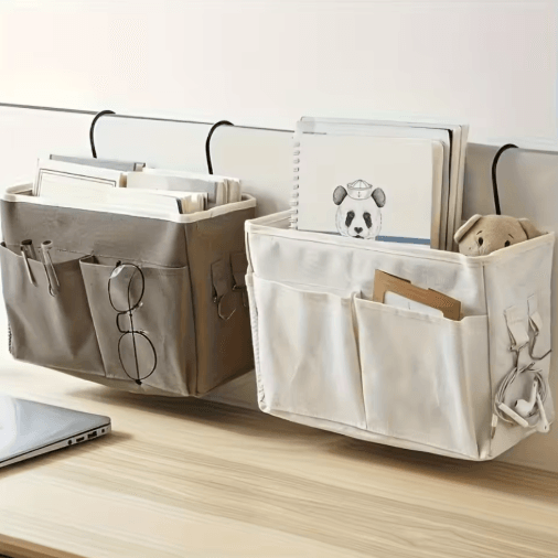 Minimalist Bedhead Storage Rack And Wall Mounted Bedside Basket gray