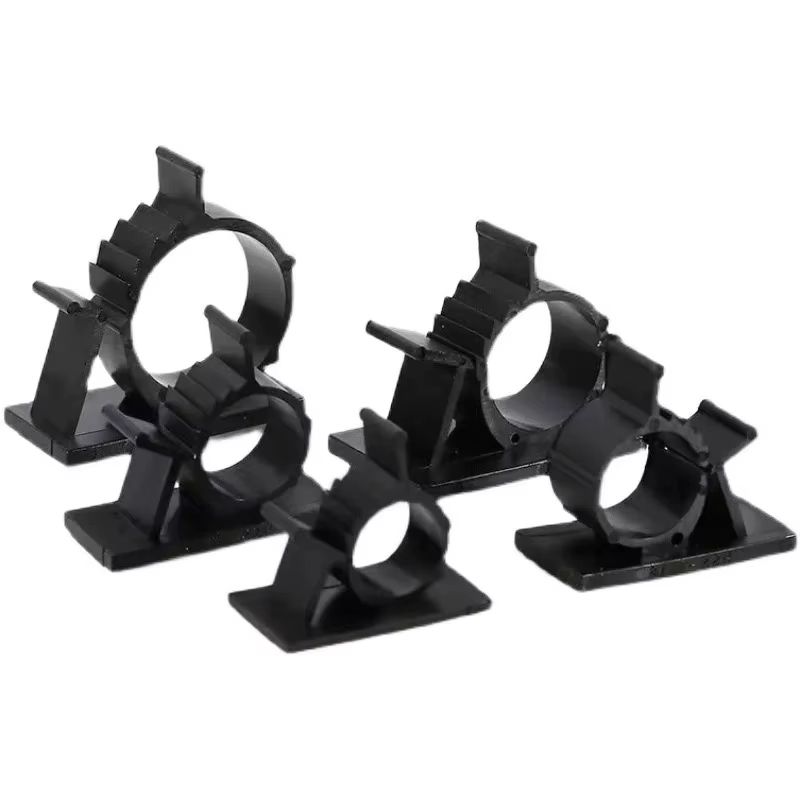 10PCS Adjustable Self Adhesive Cable Organizer Clips And Wire Tie Mounts 17 20mm Black
