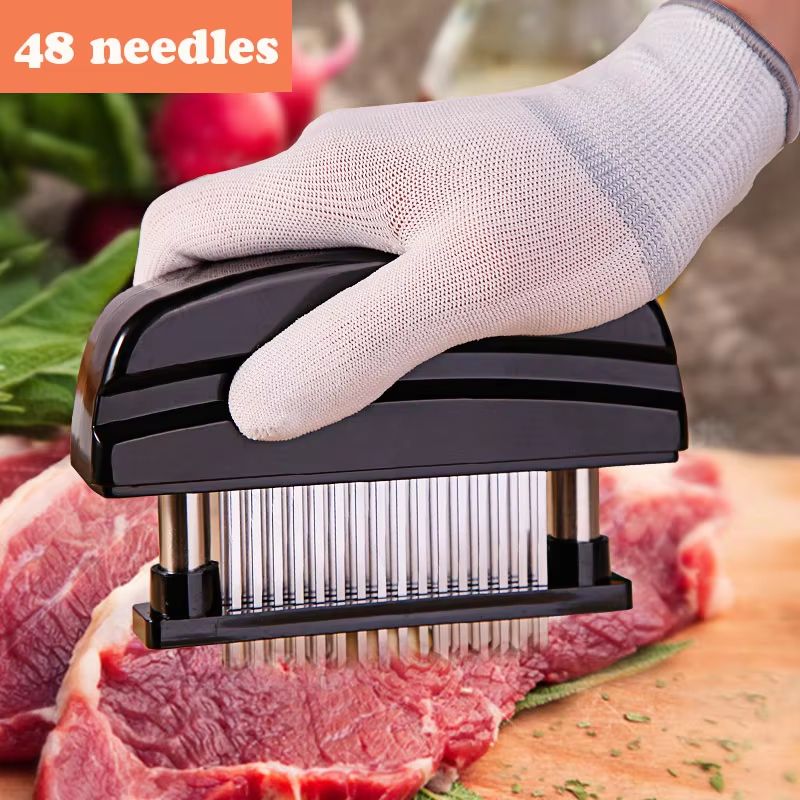Professional Stainless Steel Needle Meat Tenderizer 48 Needle Steak Tool white
