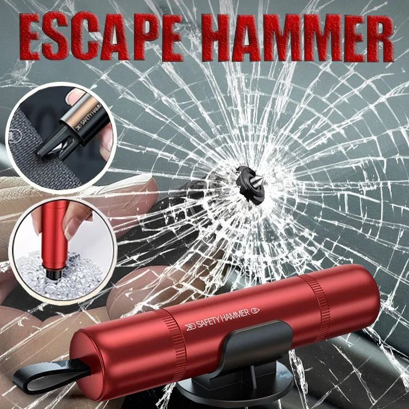 2 In 1 Car Emergency Safety Hammer red