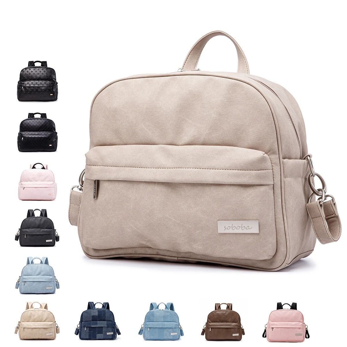 Stylish Lightweight Waterproof Diaper Backpack For Quick Outings beige