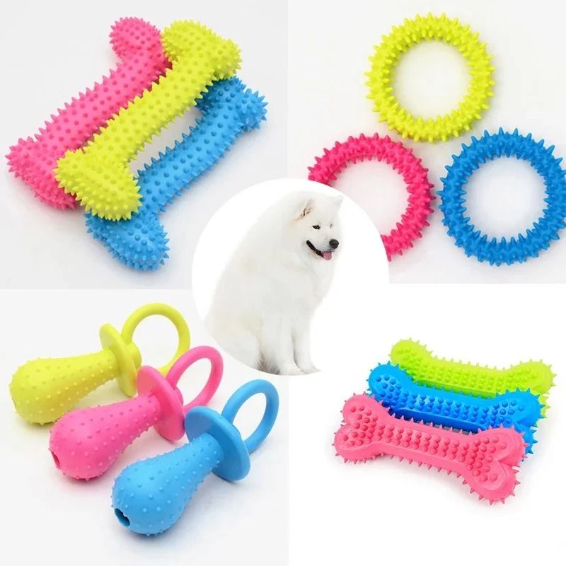 Durable Rubber Pet Chew Toy Teeth Cleaning & Training Toy For Small Dogs heart Bones