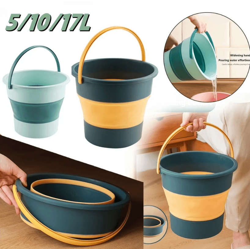 Collapsible Silicone Folding Bucket With Lid 5 10 17L Portable Water Bucket For Camping, Fishing & Car Wash hook