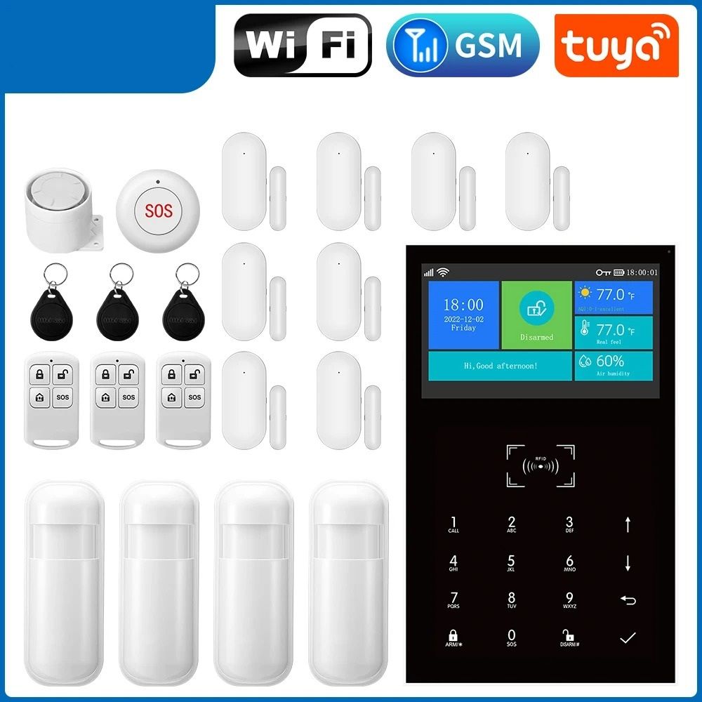 4.3 Inch Smart Home Security Hub WiFi & GSM Alarm With Temperature Display set Z