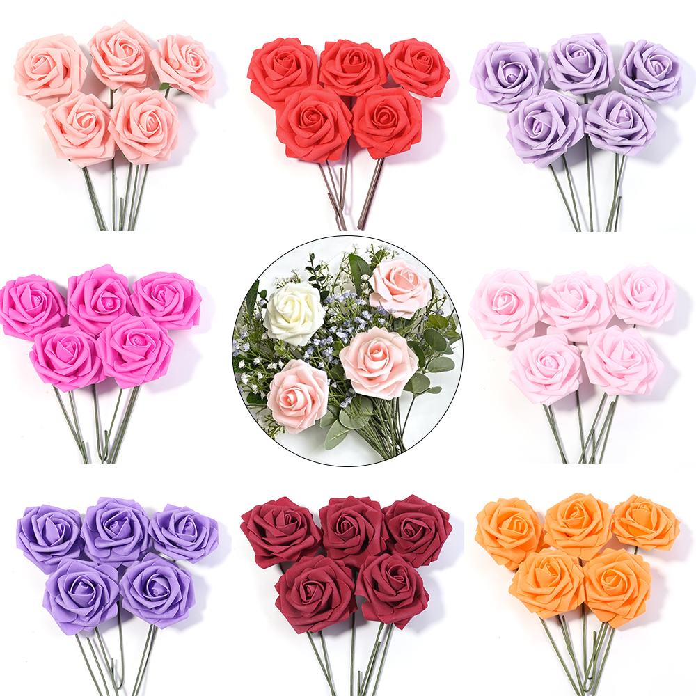 Artificial Foam Rose Flowers, PE Simulation Roses, Fake Flower Bouquet For DIY, Wedding, Party Decor, Home Decoration light Pink 20pcs