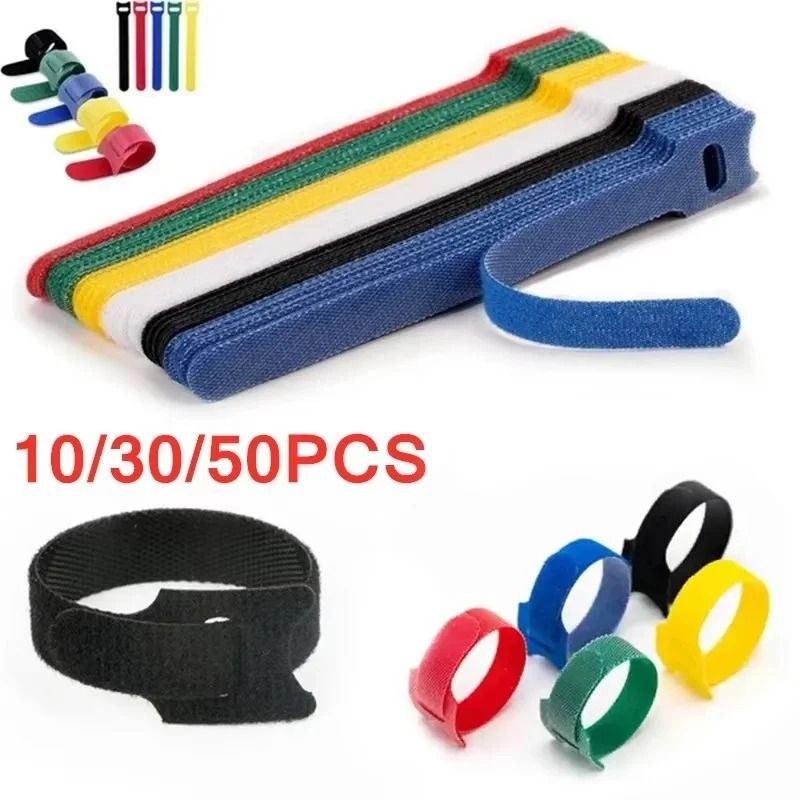 Professional Reusable Nylon Cable Ties And Multi Color T Type Cord Management 50 Piece Set mixed 50pcs