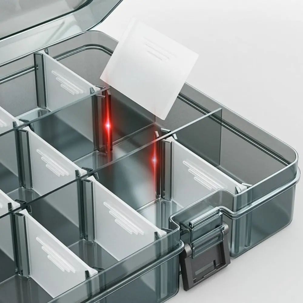 Thickened Transparent Tool Parts Organizer Box With Removable Grid Compartments For Screws Drill Bits & Hardware 9