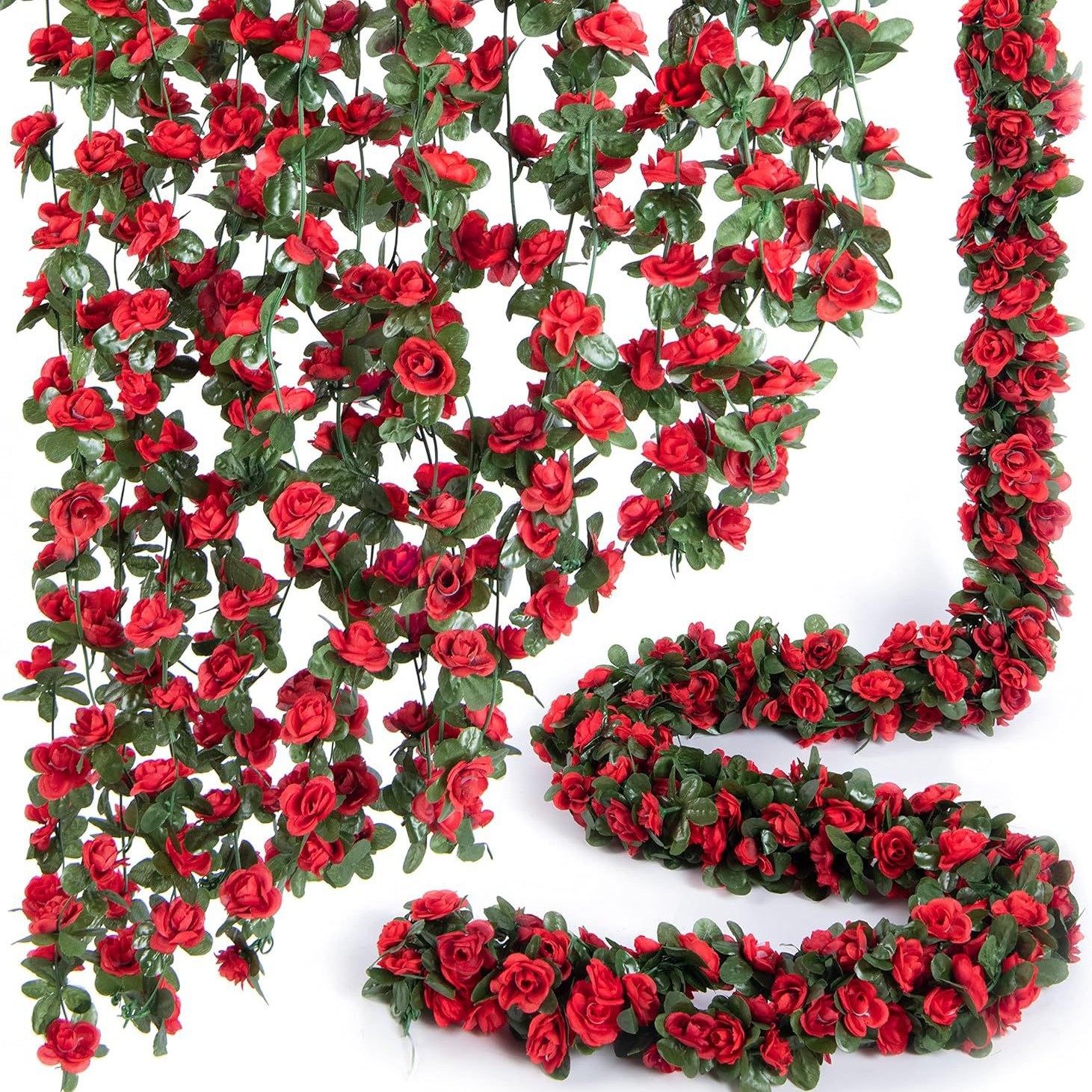 Rose Artificial Flowers Vine, Fake Flowers For Home Decor, Wedding, Garden Outdoor Rattan Ornament 1 1pcs