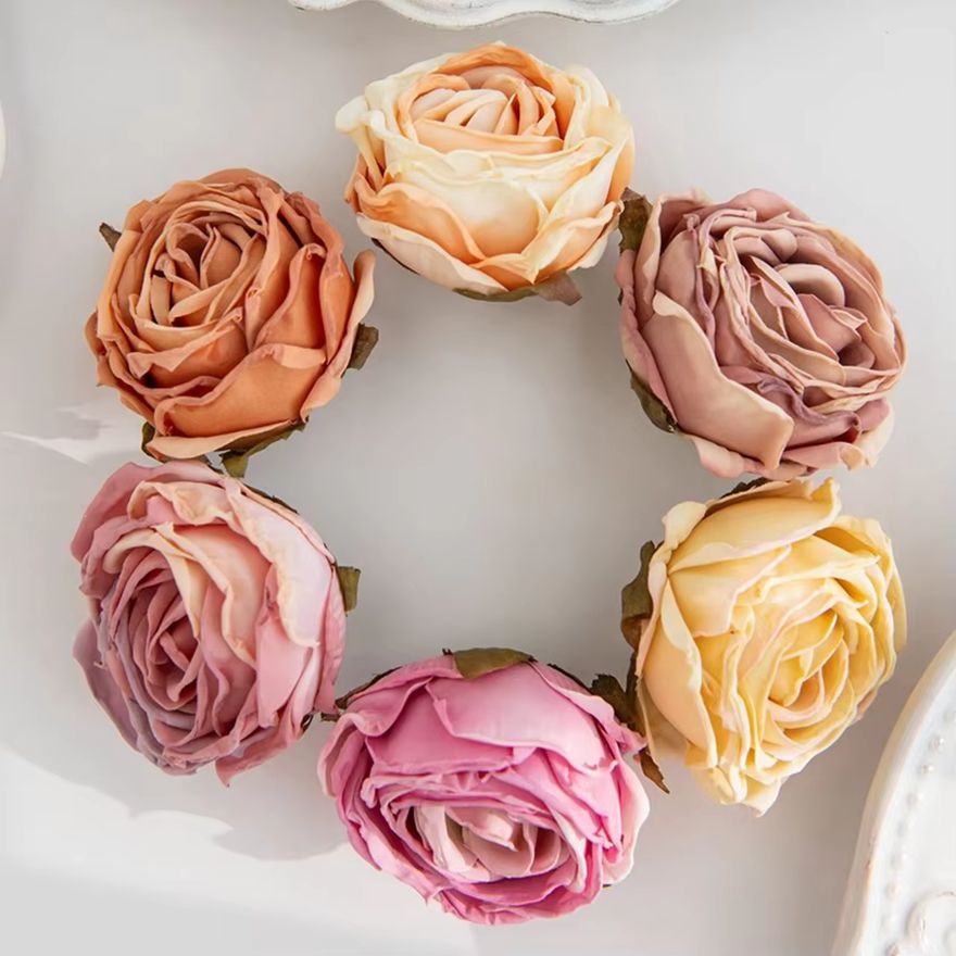 Artificial Flower Burned Edge Rose Wedding Bouquet, Bridal Decor For Home, Outdoor Garden Festival, DIY Scrapbook Wreath color9 10pcs