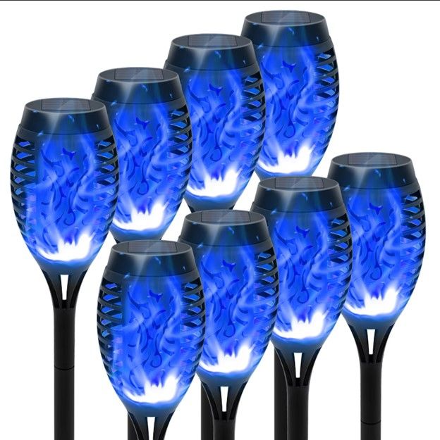 8 Pack Blue Solar Torch Lights Outdoor Waterproof Flickering Flame Garden Pathway Decor 8 Pack Blue Solar Torch Lights Outdoor Waterproof Flickering Flame Garden Pathway Decor