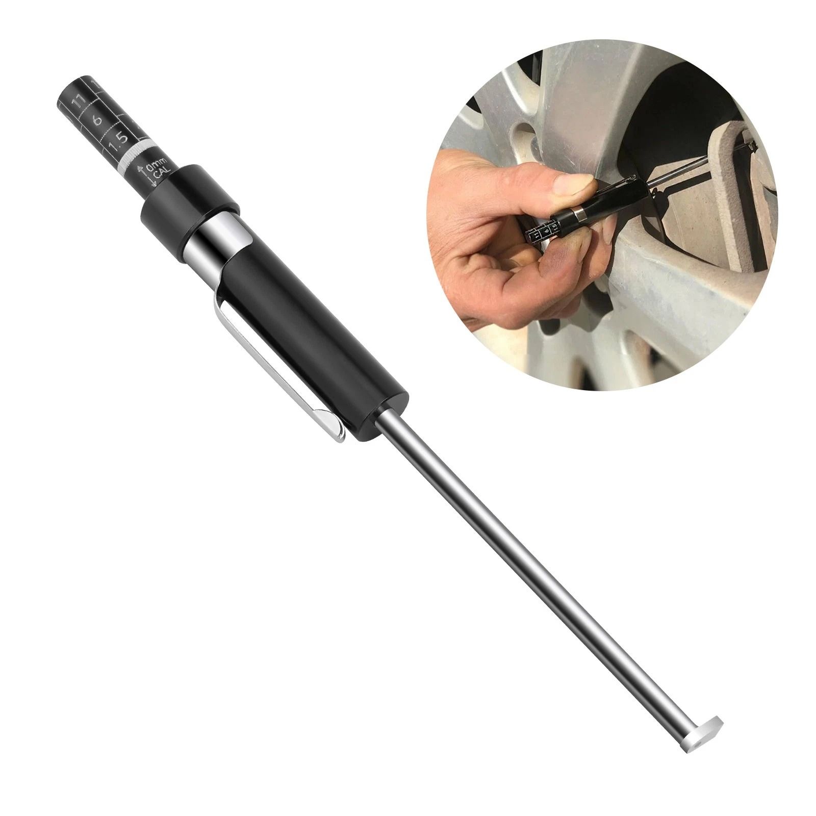 Car Brake Pad Thickness Gauge, Measuring Tool, Scale Detection, Durable Pen Base Plate, Brake System Clearance Checker Car Brake Pad Thickness Gauge, Measuring Tool, Scale Detection, Durable Pen Base Plate, Brake System Clearance Checker