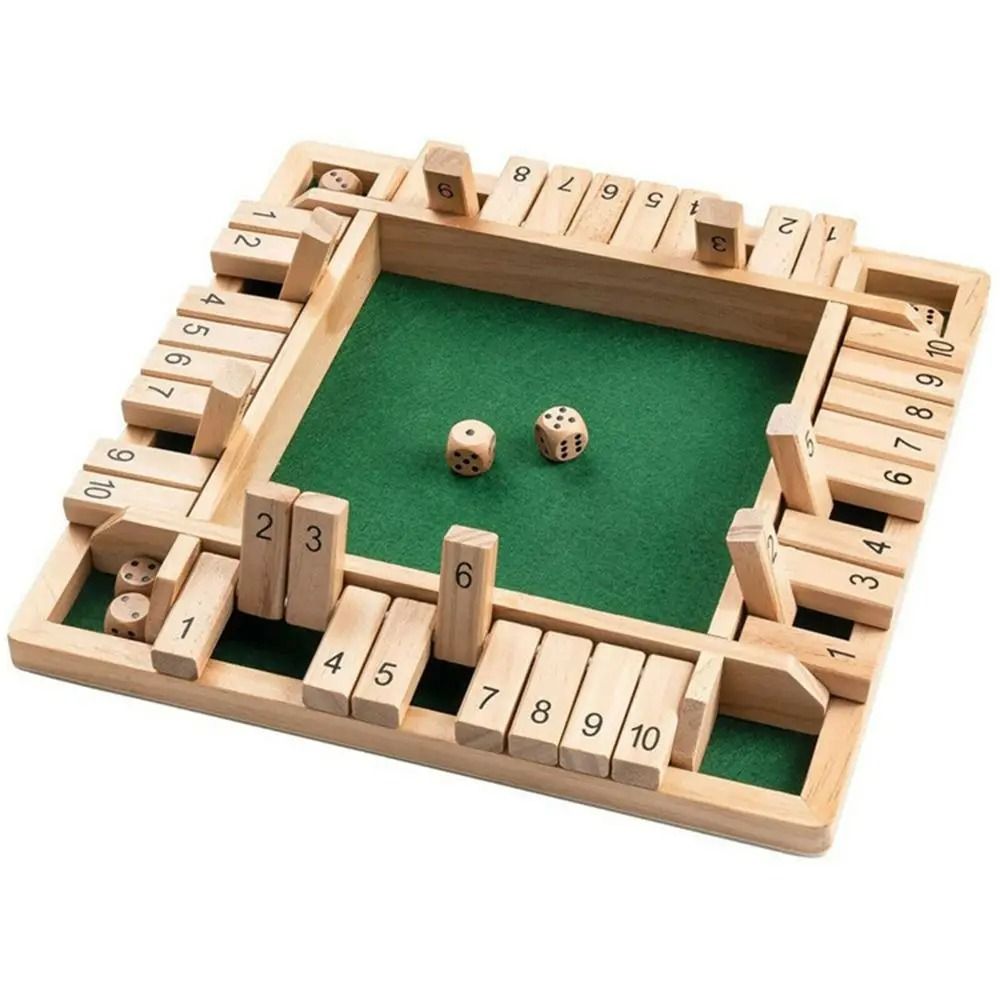 4 Player Wooden Shut The Box Dice Game Classic Family And Pub Strategy Entertainment style 5