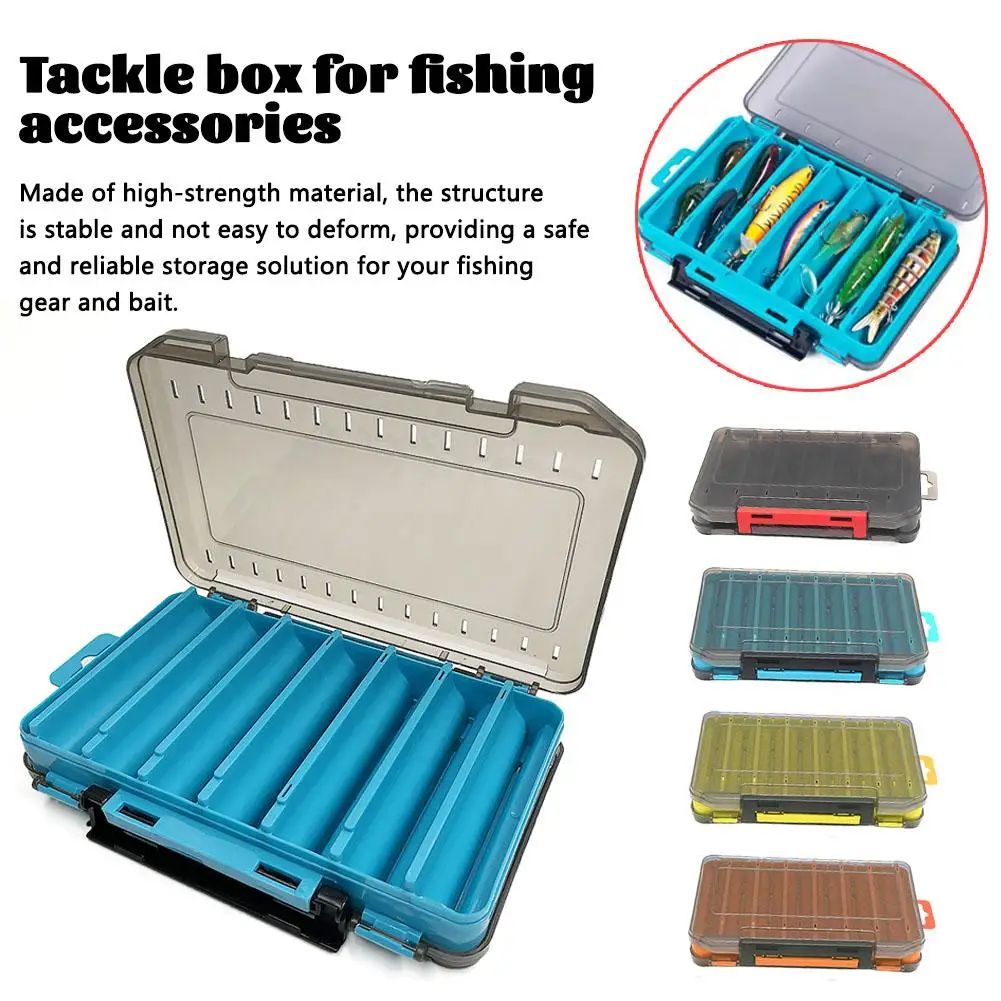 Clear Hard Shell Fishing Tackle Box Portable Lure Storage Box And Bait Organizer Case gray