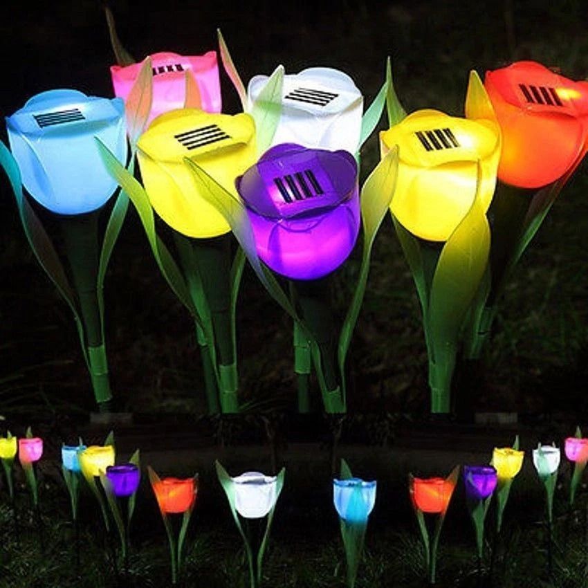 LED Solar Tulip Flower Lights, Outdoor Garden Pathway Decor Lamp, Solar Powered Yard Lighting For Lawn And Walkway LED Solar Tulip Flower Lights, Outdoor Garden Pathway Decor Lamp, Solar Powered Yard Lighting For Lawn And Walkway