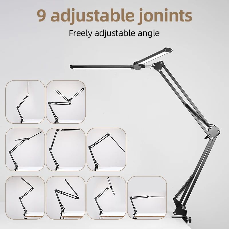 Double Head LED Desk Lamp USB Powered, Stepless Dimmable Monitor Light For Office Study Reading Computer Table Lighting hose Arm usb Plug