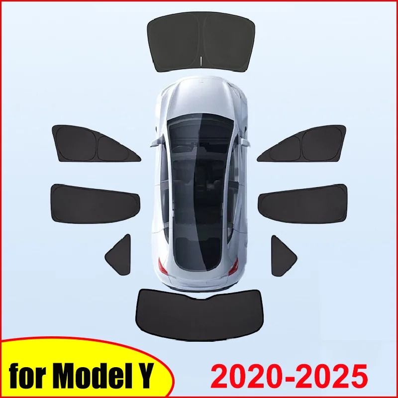 Tesla Model Y Sun Shade Windshield And Window Privacy Cover newmy Full 8 Pcs