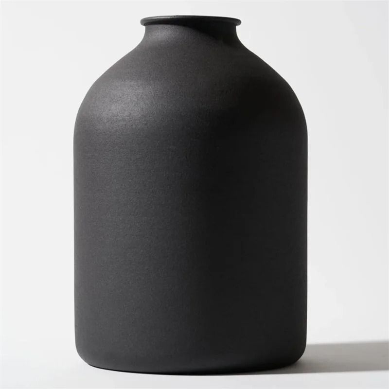 Minimalist Matte Black Metal Vase white