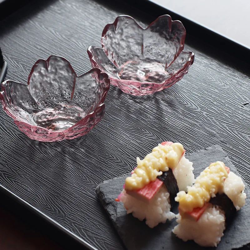 Japanese Sakura Glass Dipping Dish Cherry Blossom Sauce Bowl For BBQ, Hot Pot & Desserts 1pc b