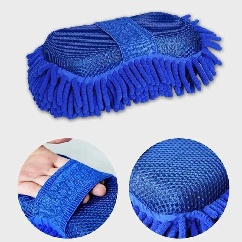 Microfiber Car Wash Gloves And Cleaning Sponge Set For Scratch Free Auto Care 2 Pcs royal Blue