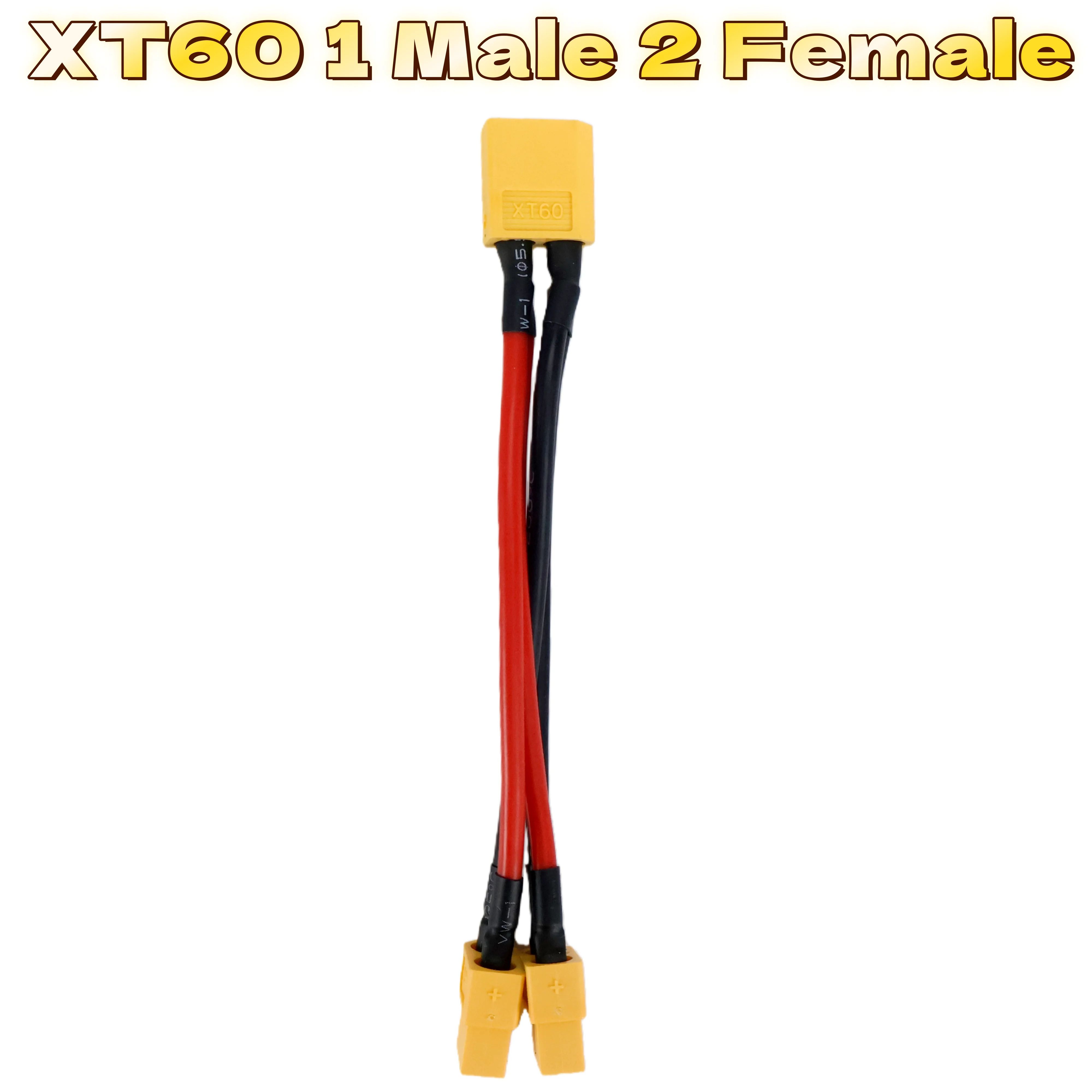 XT60 Parallel Battery Connector 3 Way Y Splitter Cable With 14AWG Silicone Wire (Male Female) 5pcs 1m To 1f