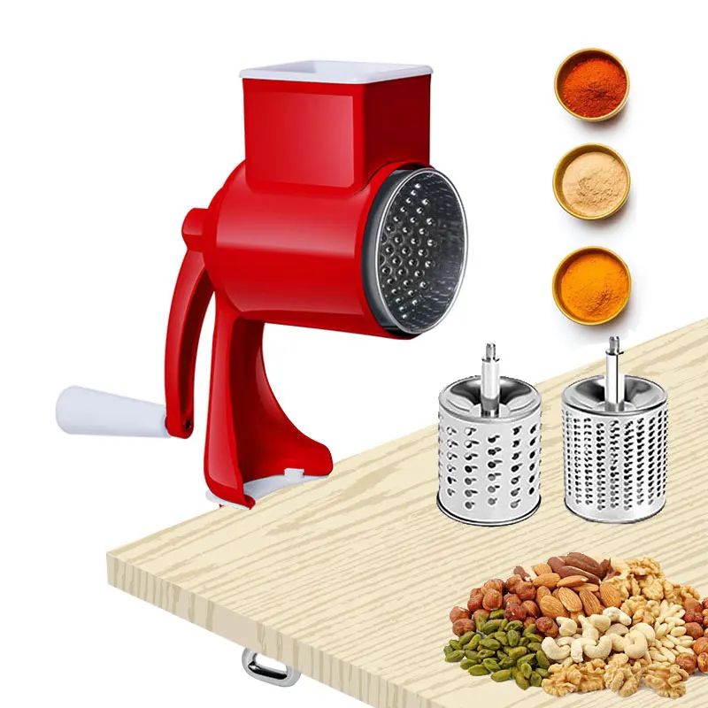 Manual Hand Crank Grain Grinder Heavy Duty Aluminum Grain Grinder Mill With Table Clamp red