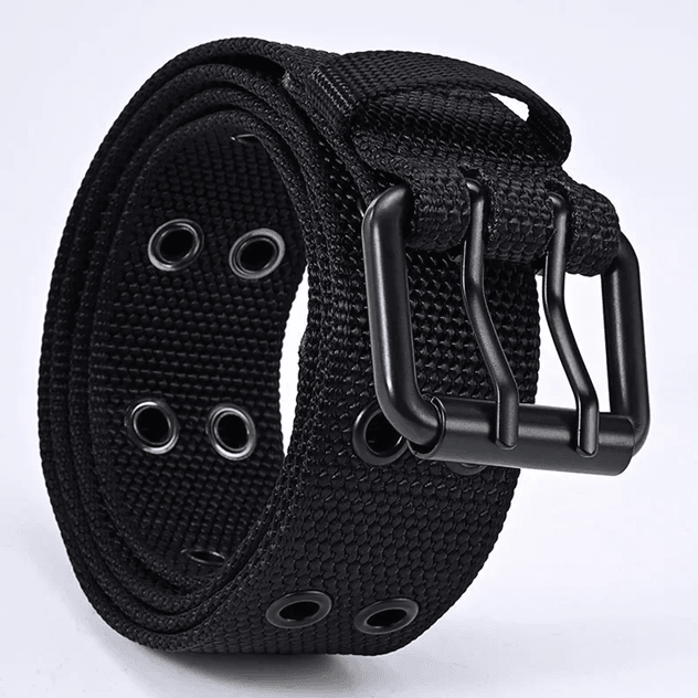 Mens Breathable Nylon Belt Lightweight Pin Buckle Outdoor Casual 47.24 Inches black